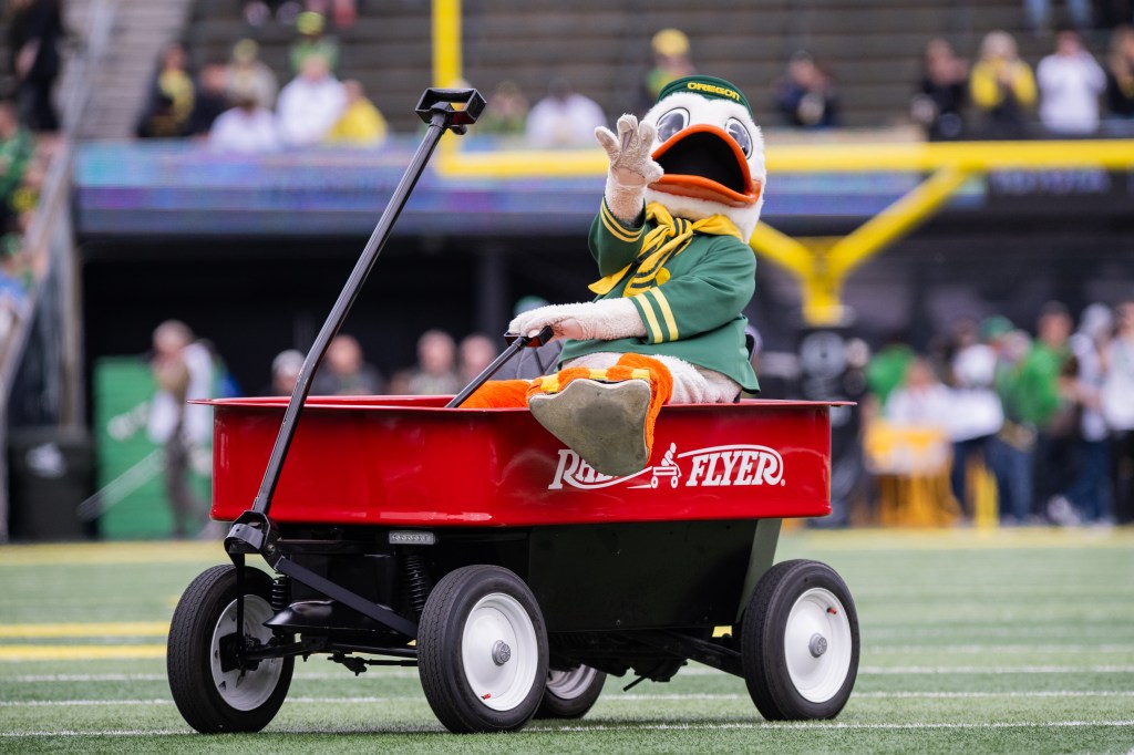 The University of Oregon's mascot "The Duck"